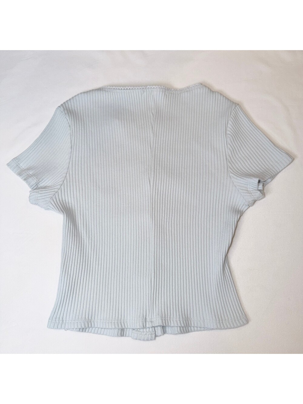 Miou Muse Light Blue Button Front Ribbed Top - M - Picture 5 of 6